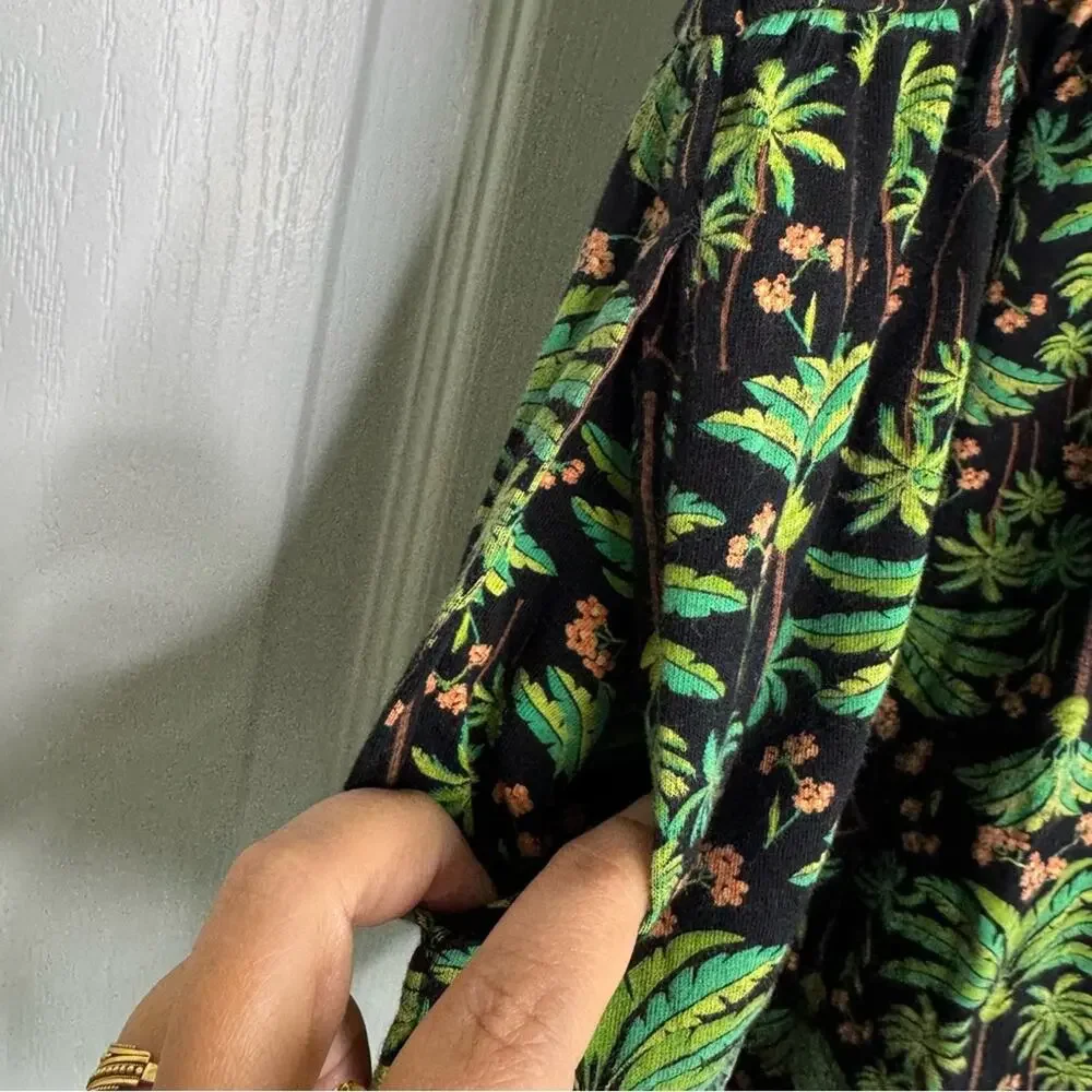 Old Navy Tropical Palm Tree Print One Piece Romper Black Green Size 8 Medium
